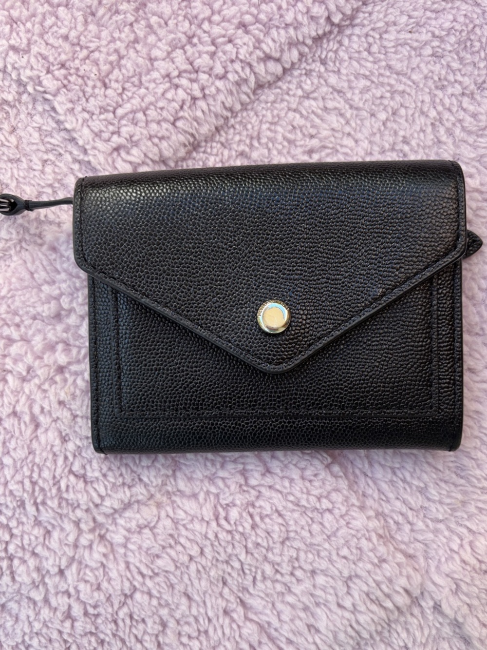 Rebecca Minkoff Black Pebbled Envelope Snap Wallet